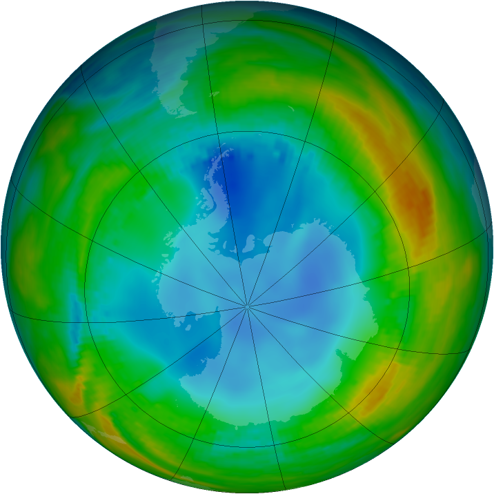 Antarctic ozone map for 26 July 1986